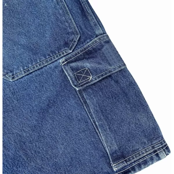IDEALSANXUN Baggy Jean Shorts for Men Jorts Casual Loose Fit Long Denim ShortsCargo Blue