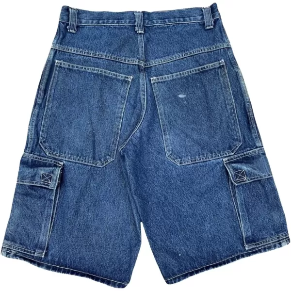IDEALSANXUN Baggy Jean Shorts for Men Jorts Casual Loose Fit Long Denim ShortsCargo Blue