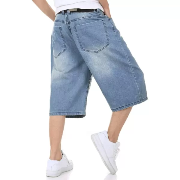 IDEALSANXUN Baggy Jean Shorts for Men Jorts Casual Loose Fit Long Denim ShortsLight Blue