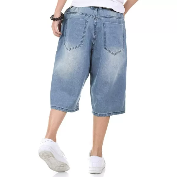 IDEALSANXUN Baggy Jean Shorts for Men Jorts Casual Loose Fit Long Denim ShortsLight Blue