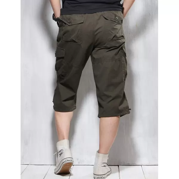 IDEALSANXUN Long Cargo Shorts for Men Casual Cotton Baggy Hiking Summer ShortsArmy