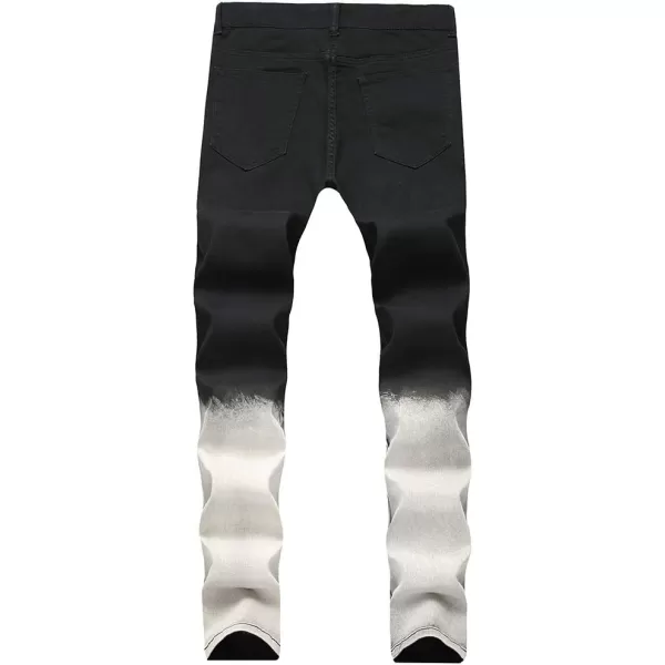 IDEALSANXUN Mens Biker Ripped Skinny Jeans Floral Embroidery Slim Stretch Denim PantBlack Hq1856