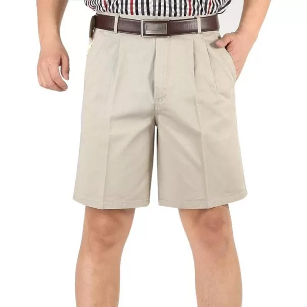 IDEALSANXUN Mens Big and Tall Classicfit Pleated ShortsBeige