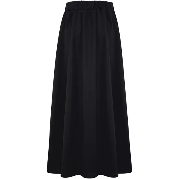 IDEALSANXUN Fleece Lined Long Skirts for Womens Elastic Waist Aline Warm Winter Skirts with PocketsBlack