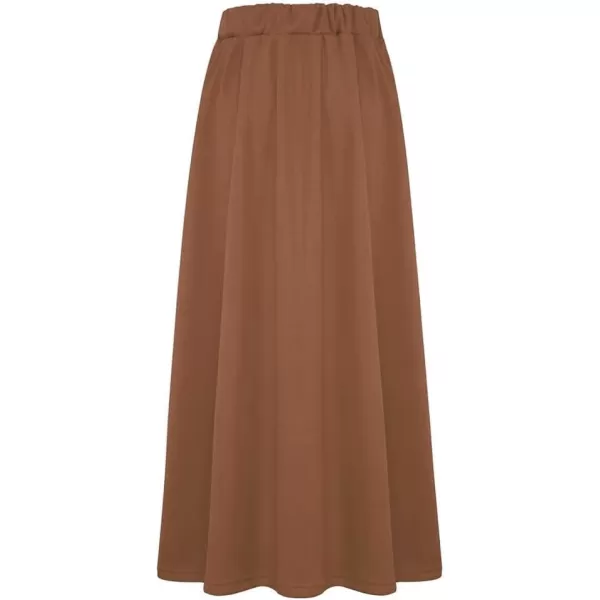IDEALSANXUN Fleece Lined Long Skirts for Womens Elastic Waist Aline Warm Winter Skirts with PocketsCamel