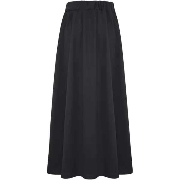 IDEALSANXUN Fleece Lined Long Skirts for Womens Elastic Waist Aline Warm Winter Skirts with PocketsDark Grey