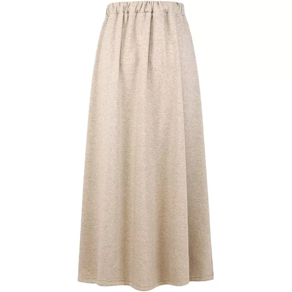 IDEALSANXUN Fleece Lined Long Skirts for Womens Elastic Waist Aline Warm Winter Skirts with PocketsKhaki