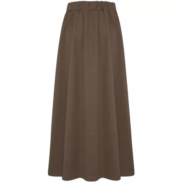 IDEALSANXUN Fleece Lined Long Skirts for Womens Elastic Waist Aline Warm Winter Skirts with PocketsKhaki 66