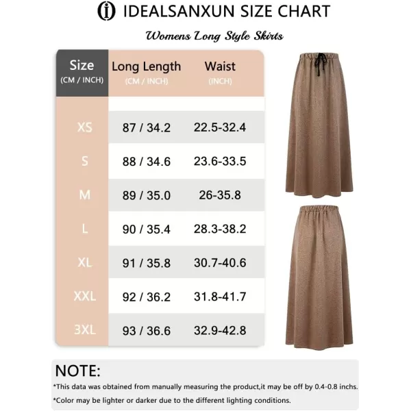 IDEALSANXUN Fleece Lined Long Skirts for Womens Elastic Waist Aline Warm Winter Skirts with PocketsWine