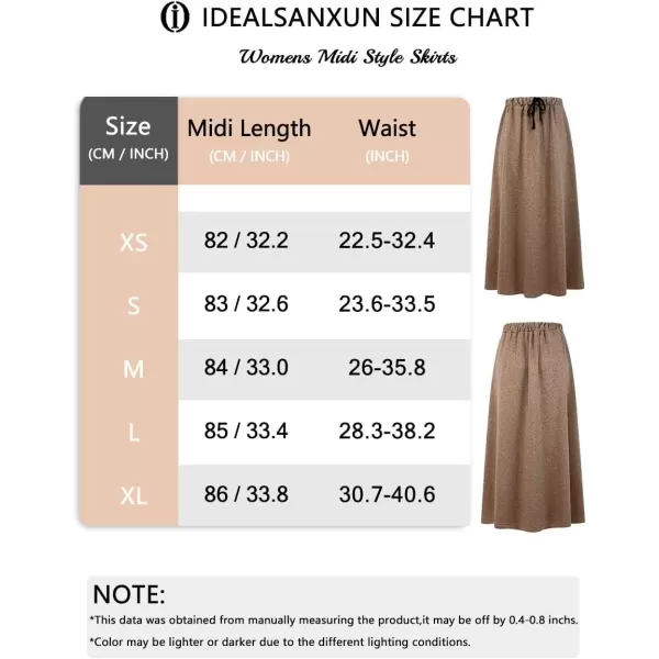 IDEALSANXUN Fleece Lined Long Skirts for Womens Elastic Waist Aline Warm Winter Skirts with PocketsWineMidi Length