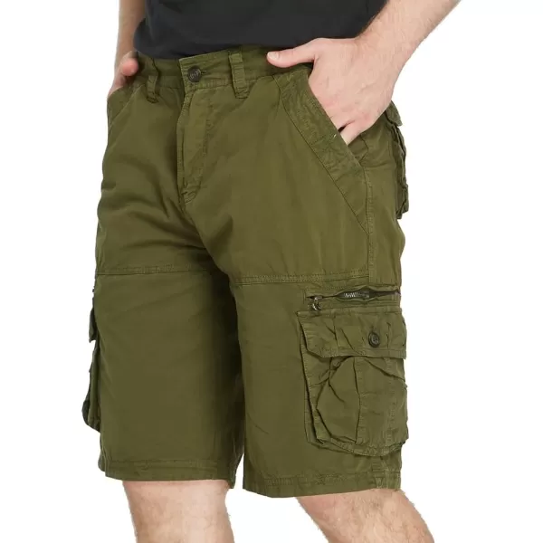 IDEALSANXUN Mens Cargo Shorts Relaxed Fit Casual Outdoor Beach Cargo Shorts with MultiPocketsArmy