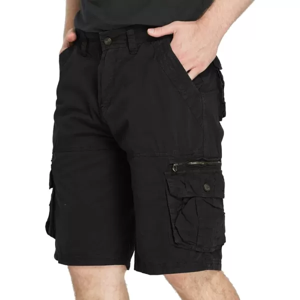 IDEALSANXUN Mens Cargo Shorts Relaxed Fit Casual Outdoor Beach Cargo Shorts with MultiPocketsBlack