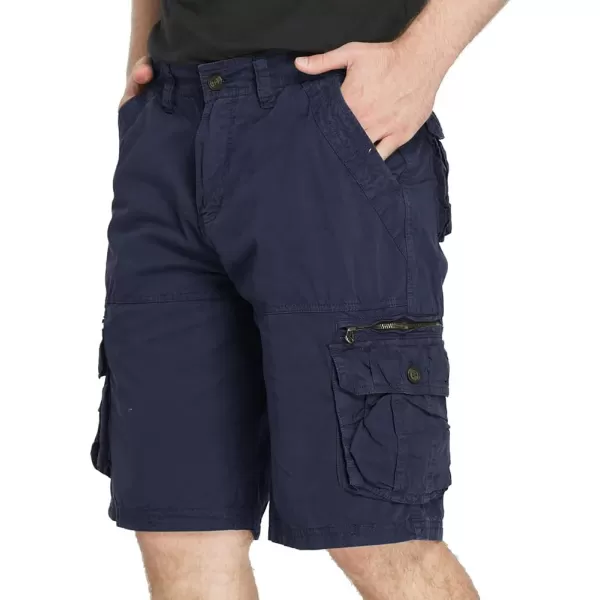 IDEALSANXUN Mens Cargo Shorts Relaxed Fit Casual Outdoor Beach Cargo Shorts with MultiPocketsNavy Blue