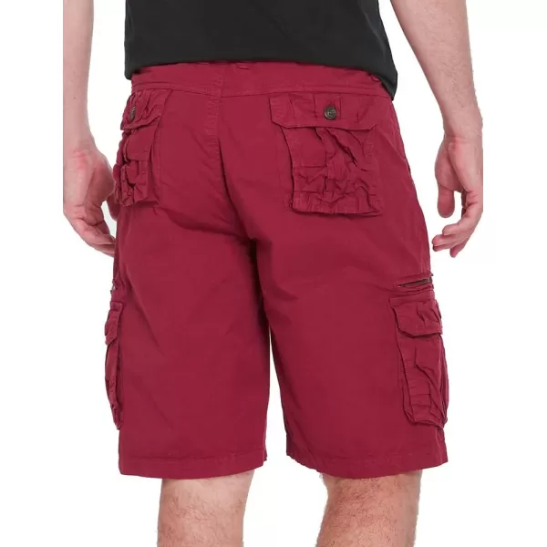 IDEALSANXUN Mens Cargo Shorts Relaxed Fit Casual Outdoor Beach Cargo Shorts with MultiPocketsWine