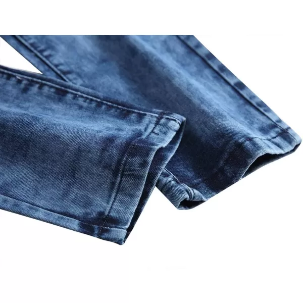 IDEALSANXUN Mens Ripped Stretchy Skinny Tight Biker Moto Jeans Rose Embroidery Denim Pants TrouserBlue 209