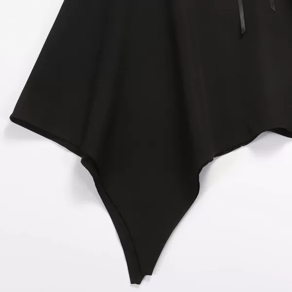 IDEALSANXUN Plaid Skirts for Womens Irregular Hem Lace Up Short Gothic SkirtsBlack 01
