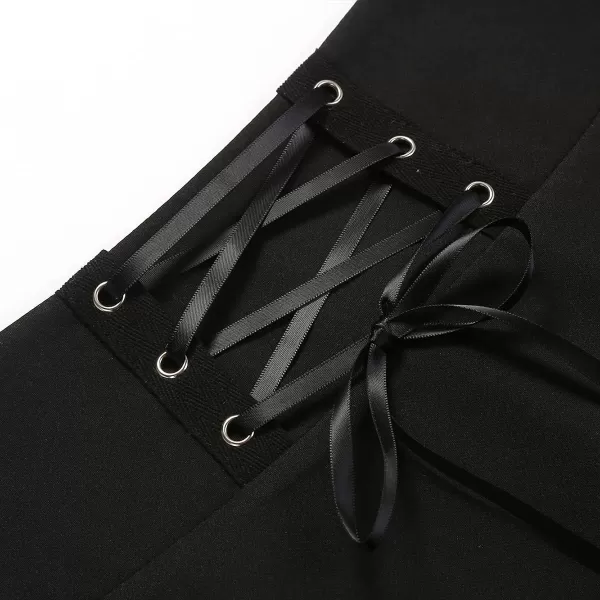IDEALSANXUN Plaid Skirts for Womens Irregular Hem Lace Up Short Gothic SkirtsBlack 01