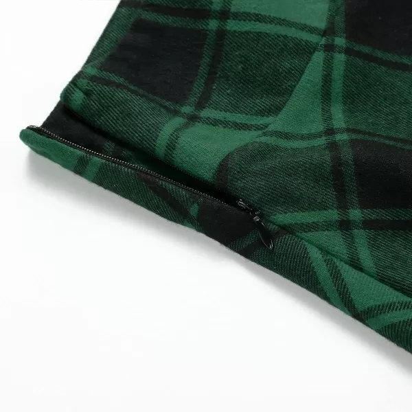 IDEALSANXUN Plaid Skirts for Womens Irregular Hem Lace Up Short Gothic SkirtsPlaid Green