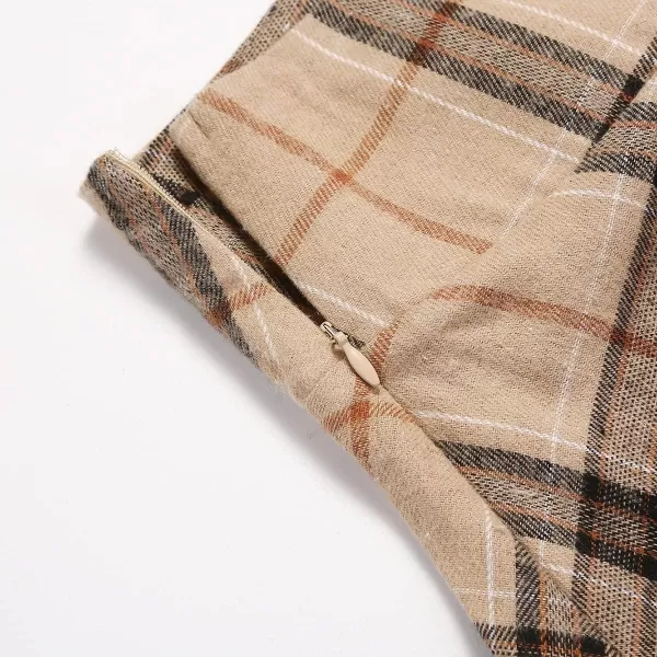 IDEALSANXUN Plaid Skirts for Womens Irregular Hem Lace Up Short Gothic SkirtsPlaid Khaki