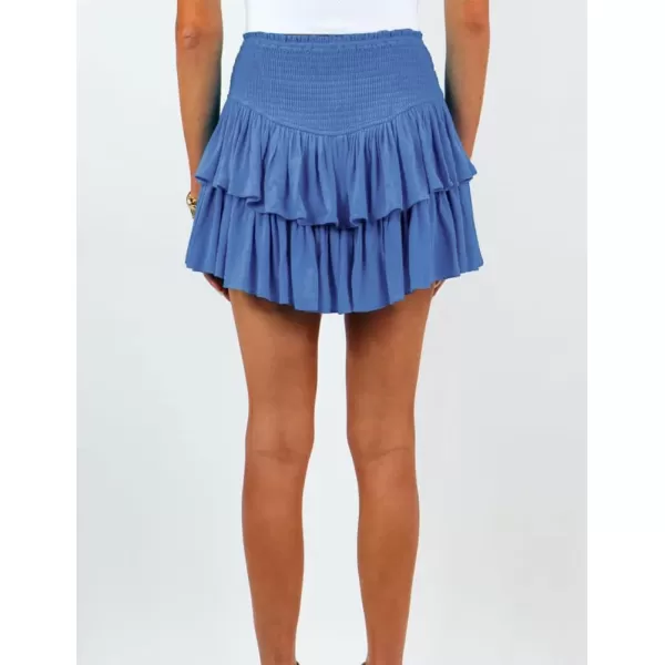 IDEALSANXUN Pleated Ruffle Mini Skirts for Teen Girls Cute Preppy ClothesBlue26