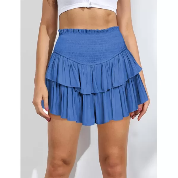 IDEALSANXUN Pleated Ruffle Mini Skirts for Teen Girls Cute Preppy ClothesBlue26