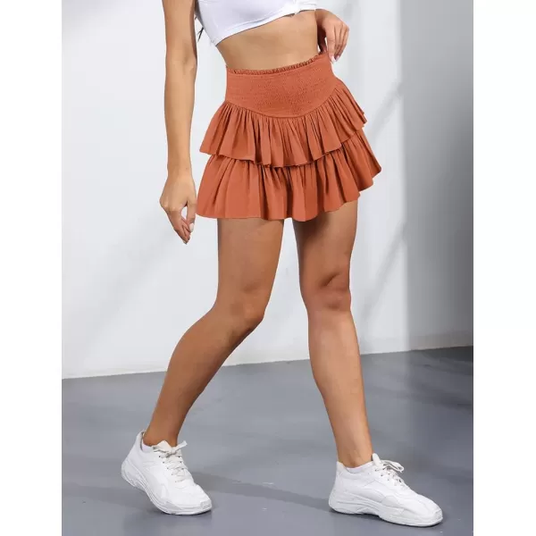 IDEALSANXUN Pleated Ruffle Mini Skirts for Teen Girls Cute Preppy ClothesOrange