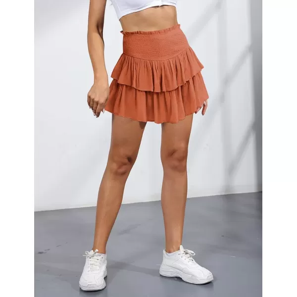 IDEALSANXUN Pleated Ruffle Mini Skirts for Teen Girls Cute Preppy ClothesOrange