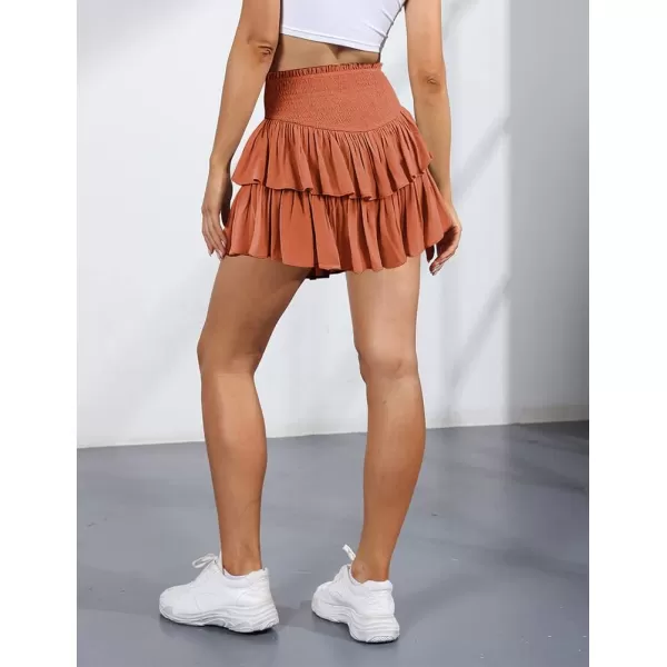 IDEALSANXUN Pleated Ruffle Mini Skirts for Teen Girls Cute Preppy ClothesOrange