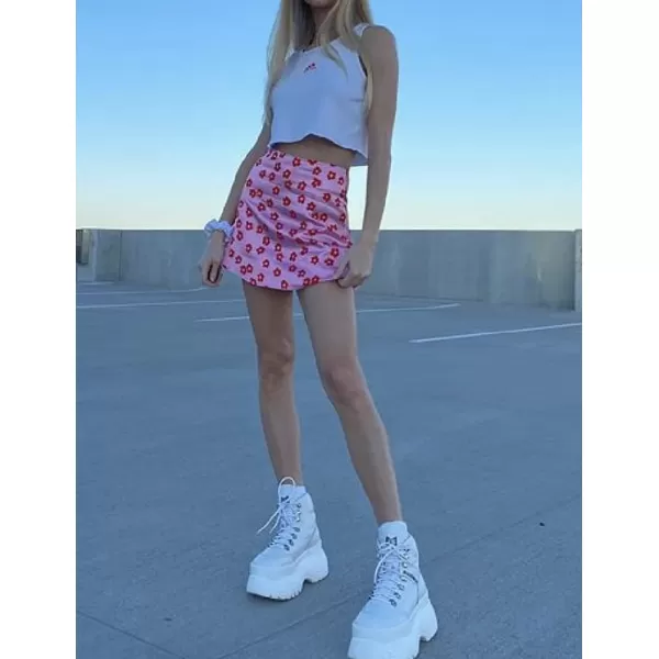 IDEALSANXUN Satin Skirt for Women Beach Floral Print High Waisted A Line Cute Spring Summer Short Mini SkirtIDEALSANXUN Satin Skirt for Women Beach Floral Print High Waisted A Line Cute Spring Summer Short Mini Skirt