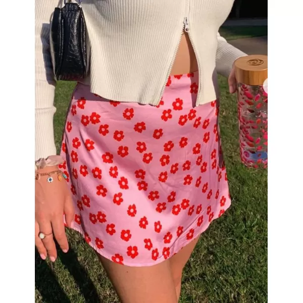 IDEALSANXUN Satin Skirt for Women Beach Floral Print High Waisted A Line Cute Spring Summer Short Mini SkirtIDEALSANXUN Satin Skirt for Women Beach Floral Print High Waisted A Line Cute Spring Summer Short Mini Skirt