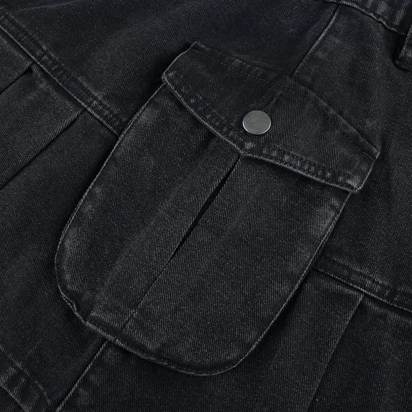 IDEALSANXUN Womens High Waist Short Pleated Denim SkirtsBlack