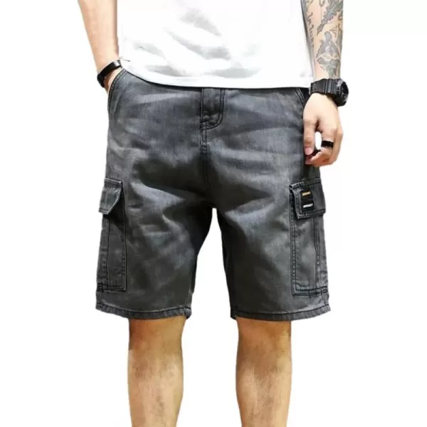 IDEALSANXUN Cargo Shorts for Men Stretch Denim Jean Shorts Casual Knee Length PantsGrey