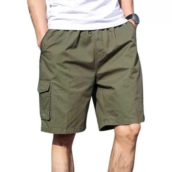 IDEALSANXUN Cargo Shorts for Men Summer Elastic Waist Relaxed Fit Drawstring Outdoor Hiking ShortsArmy