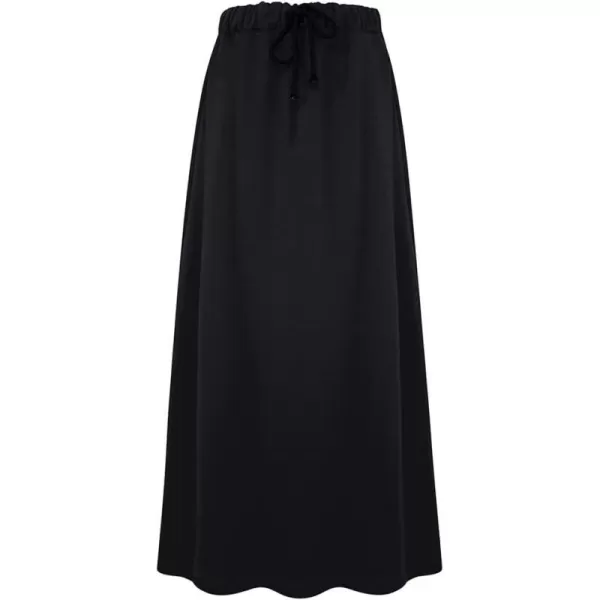 IDEALSANXUN Fleece Lined Long Skirts for Womens Elastic Waist Aline Warm Winter Skirts with PocketsBlack