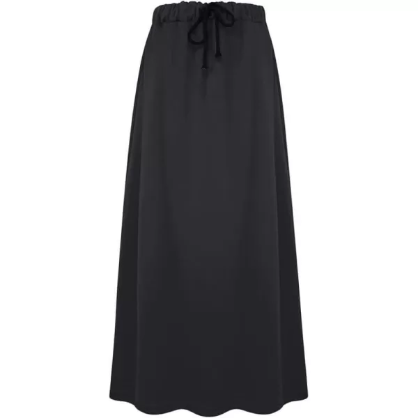 IDEALSANXUN Fleece Lined Long Skirts for Womens Elastic Waist Aline Warm Winter Skirts with PocketsDark Grey