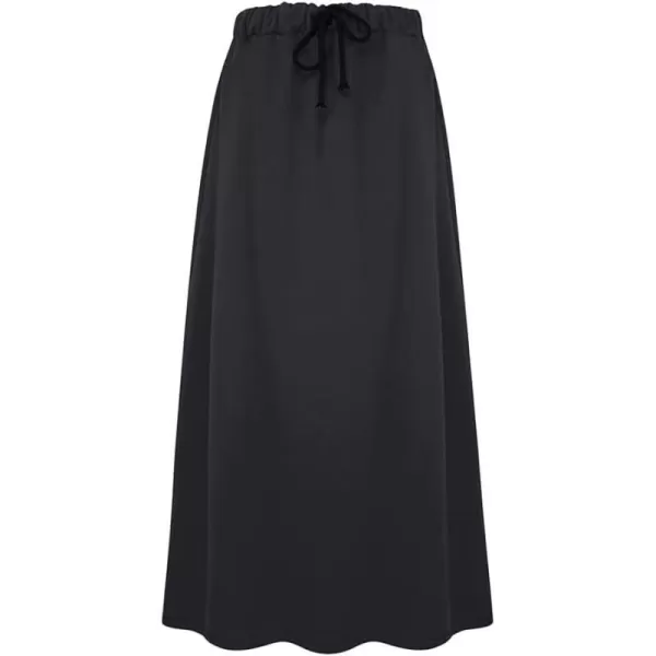 IDEALSANXUN Fleece Lined Long Skirts for Womens Elastic Waist Aline Warm Winter Skirts with PocketsDark GreyMidi Length