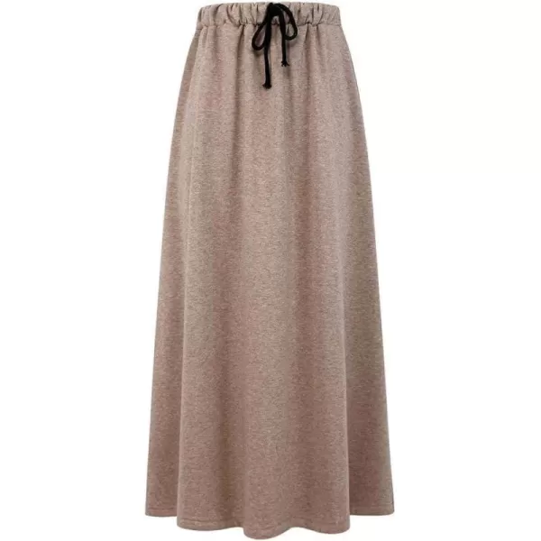 IDEALSANXUN Fleece Lined Long Skirts for Womens Elastic Waist Aline Warm Winter Skirts with PocketsDark Khaki