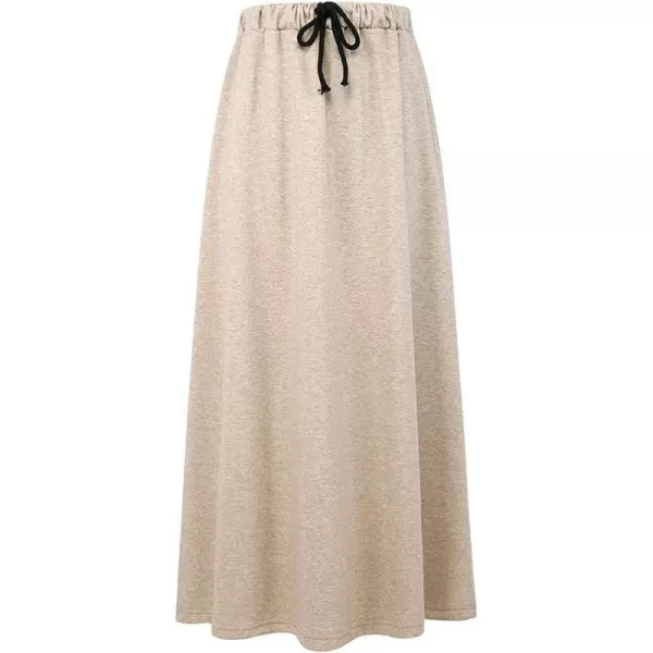 IDEALSANXUN Fleece Lined Long Skirts for Womens Elastic Waist Aline Warm Winter Skirts with PocketsKhaki
