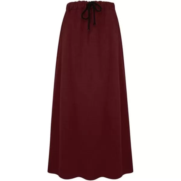 IDEALSANXUN Fleece Lined Long Skirts for Womens Elastic Waist Aline Warm Winter Skirts with PocketsWine