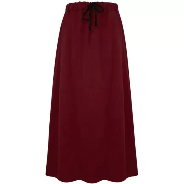 IDEALSANXUN Fleece Lined Long Skirts for Womens Elastic Waist Aline Warm Winter Skirts with PocketsWineMidi Length