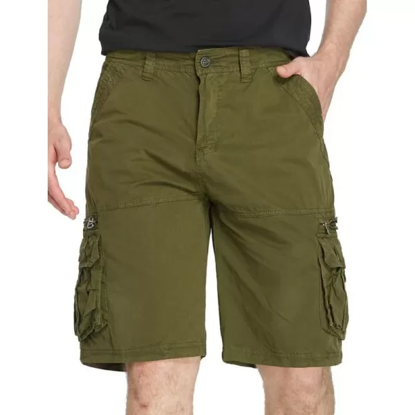 IDEALSANXUN Mens Cargo Shorts Relaxed Fit Casual Outdoor Beach Cargo Shorts with MultiPocketsArmy