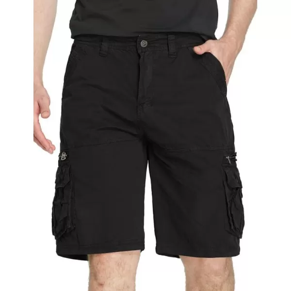 IDEALSANXUN Mens Cargo Shorts Relaxed Fit Casual Outdoor Beach Cargo Shorts with MultiPocketsBlack