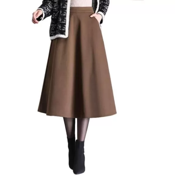 IDEALSANXUN Wool Midi Skirts for Women High Waisted Aline Fall Winter Trendy Flowy Skirt with Pockets Coffee XLIDEALSANXUN Wool Midi Skirts for Women High Waisted Aline Fall Winter Trendy Flowy Skirt with Pockets Coffee XL