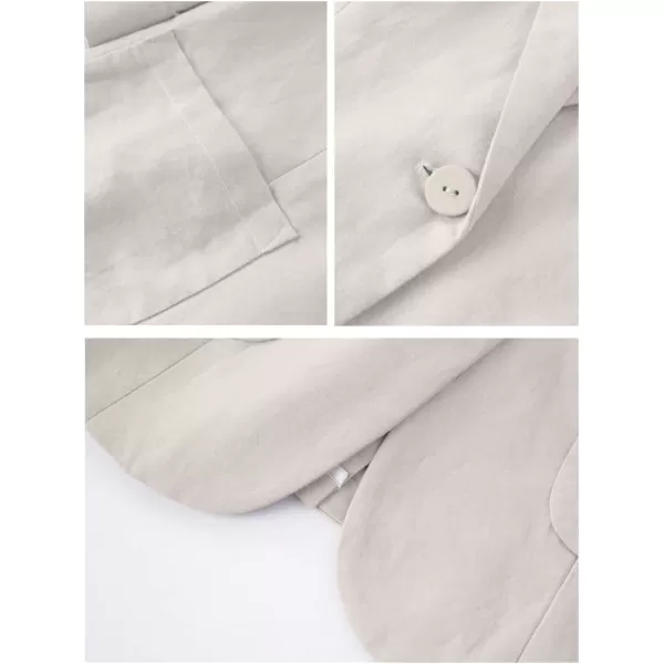 Cotton Linen Blazer for Womens Casual 34 Sleeve Open Front Linen JacketsBeige