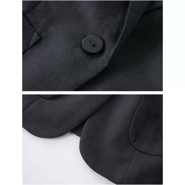Cotton Linen Blazer for Womens Casual 34 Sleeve Open Front Linen JacketsBlack