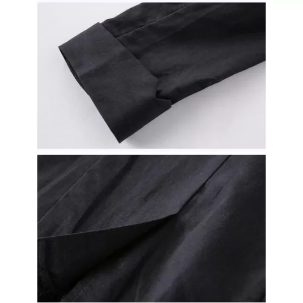 Cotton Linen Blazer for Womens Casual 34 Sleeve Open Front Linen JacketsBlack
