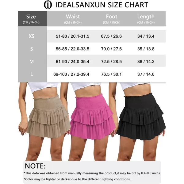 IDEALSANXUN 2024 Ruffle Mini Skirts for Women A Line Cute Pleated SkirtBlue26