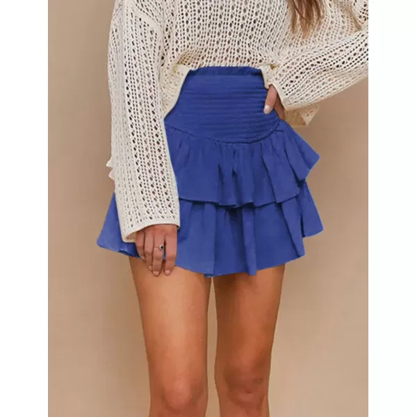 IDEALSANXUN 2024 Ruffle Mini Skirts for Women A Line Cute Pleated SkirtBlue26