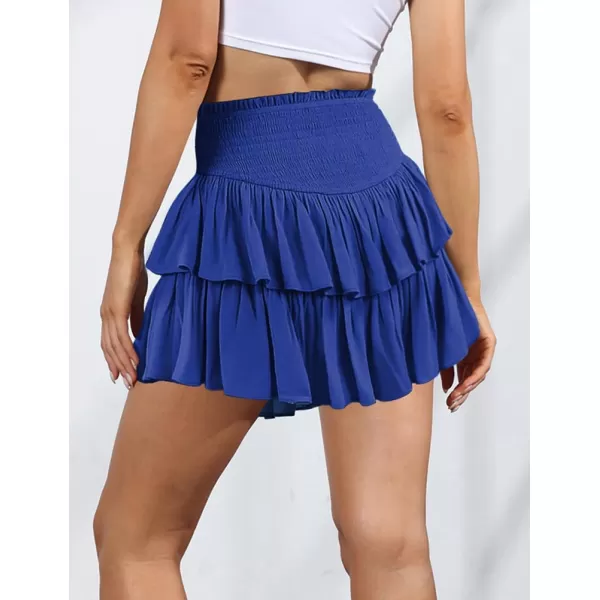 IDEALSANXUN 2024 Ruffle Mini Skirts for Women A Line Cute Pleated SkirtBlue26