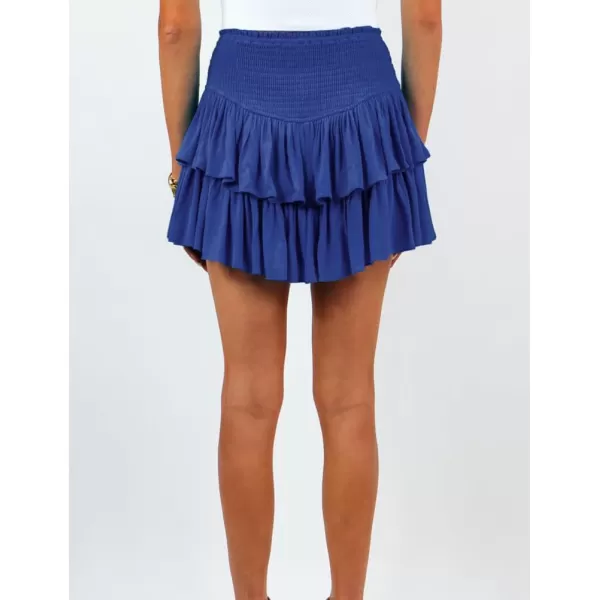 IDEALSANXUN 2024 Ruffle Mini Skirts for Women A Line Cute Pleated SkirtBlue26